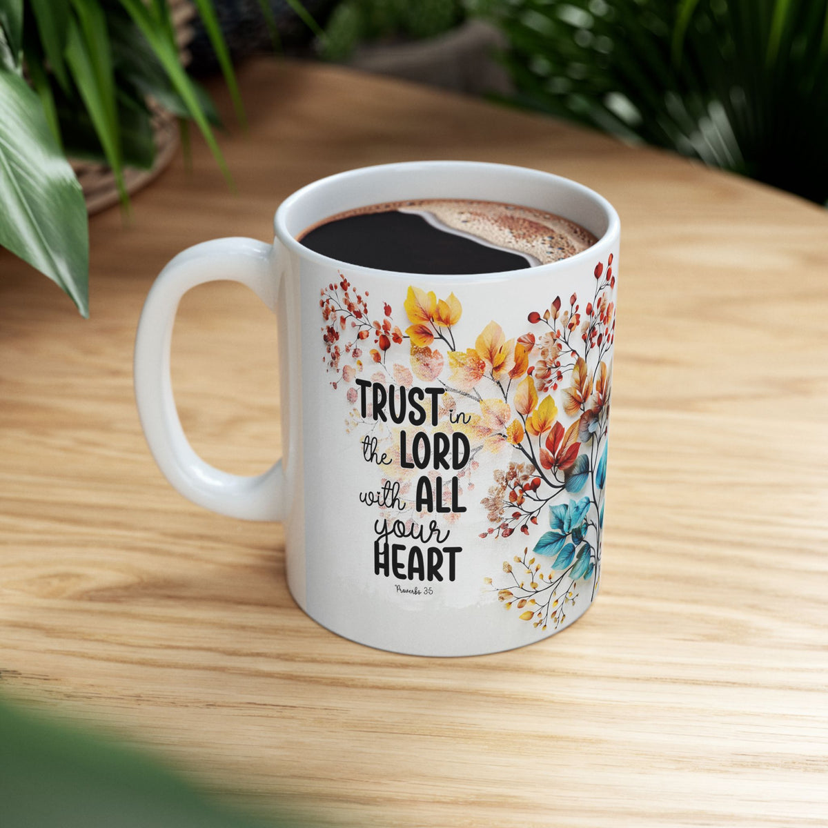 Trust in the Lord Scripture Mug | Floral Faith Coffee Cup