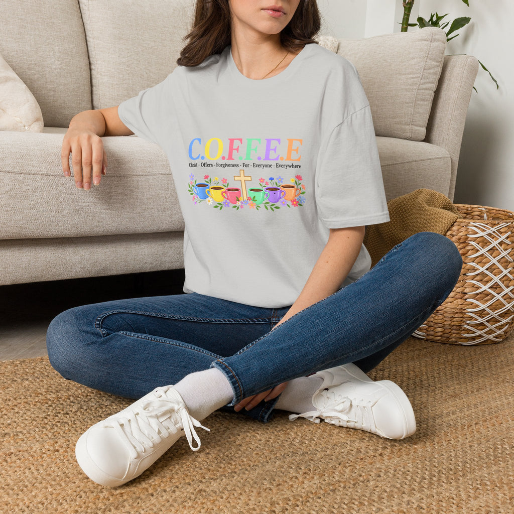 Coffee Lover Floral Graphic - C.o.f.f.e.e. (Christ - Offers - Forgiveness - For Everyone - Everywhere)  Softstyle T-Shirt