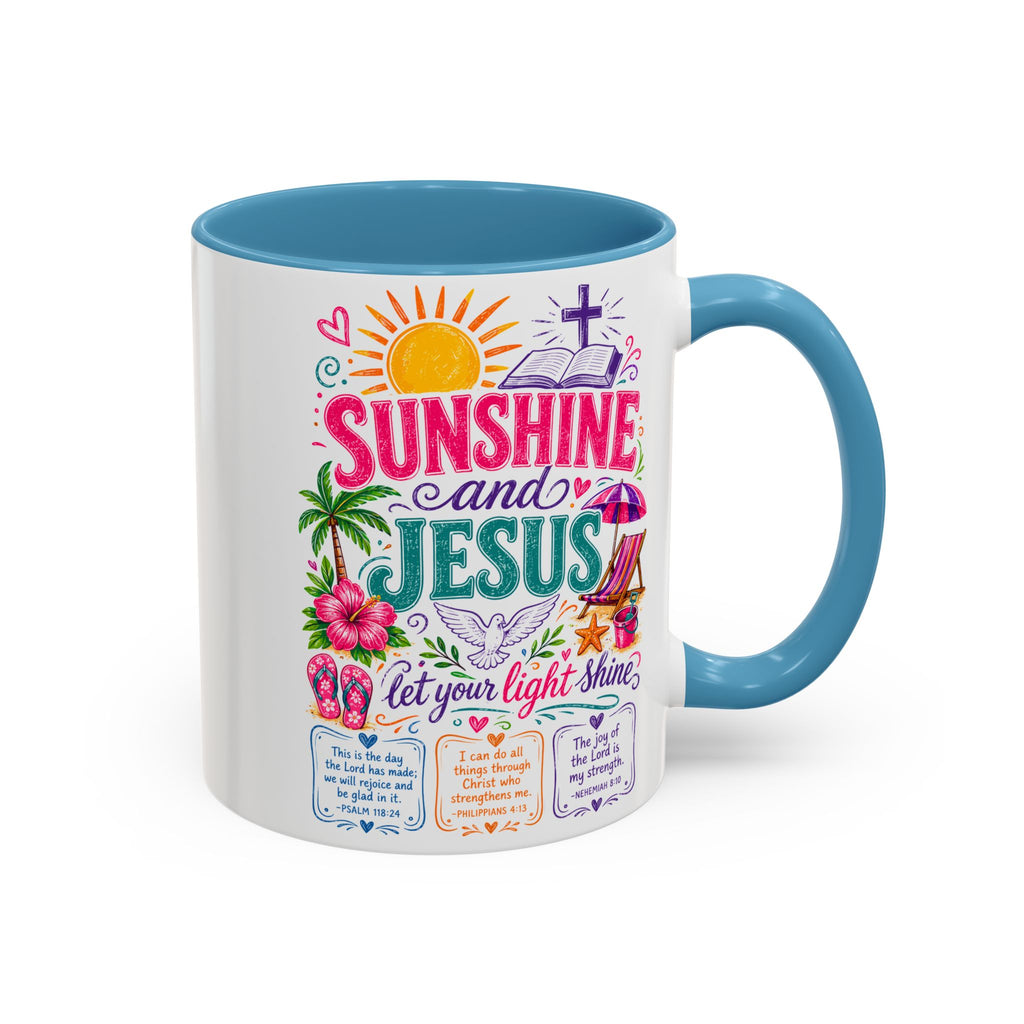 Sunshine and Jesus Coffee Mug — Faith-Inspired Beach Vibe Accent Mug (11/15oz)