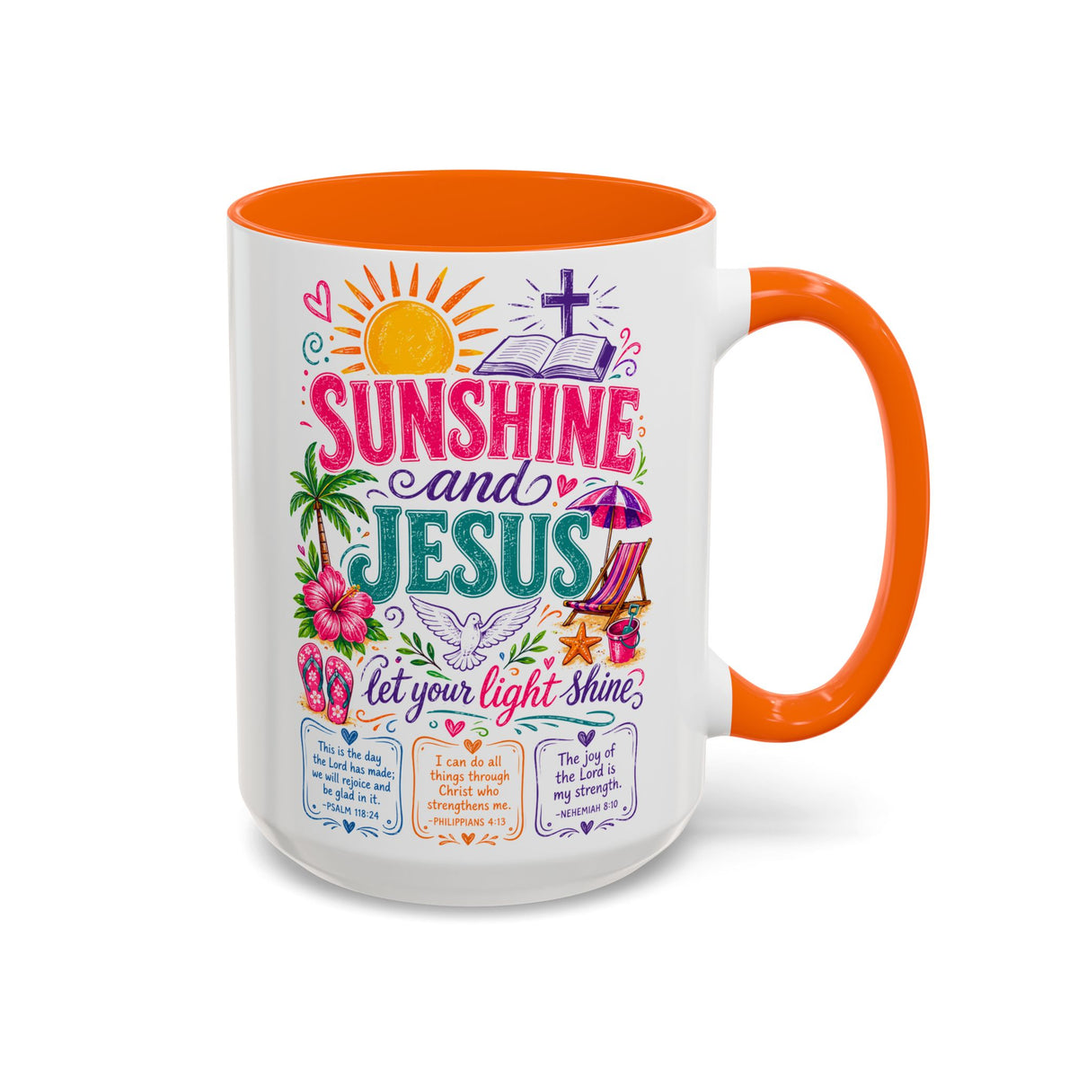 Sunshine and Jesus Coffee Mug — Faith-Inspired Beach Vibe Accent Mug (11/15oz)