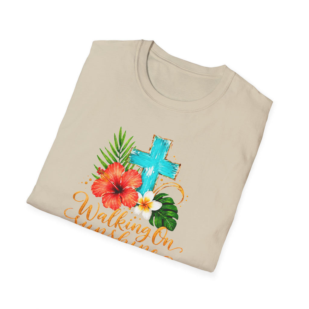 Walking on Sunshine & Jesus Floral Cross T-Shirt