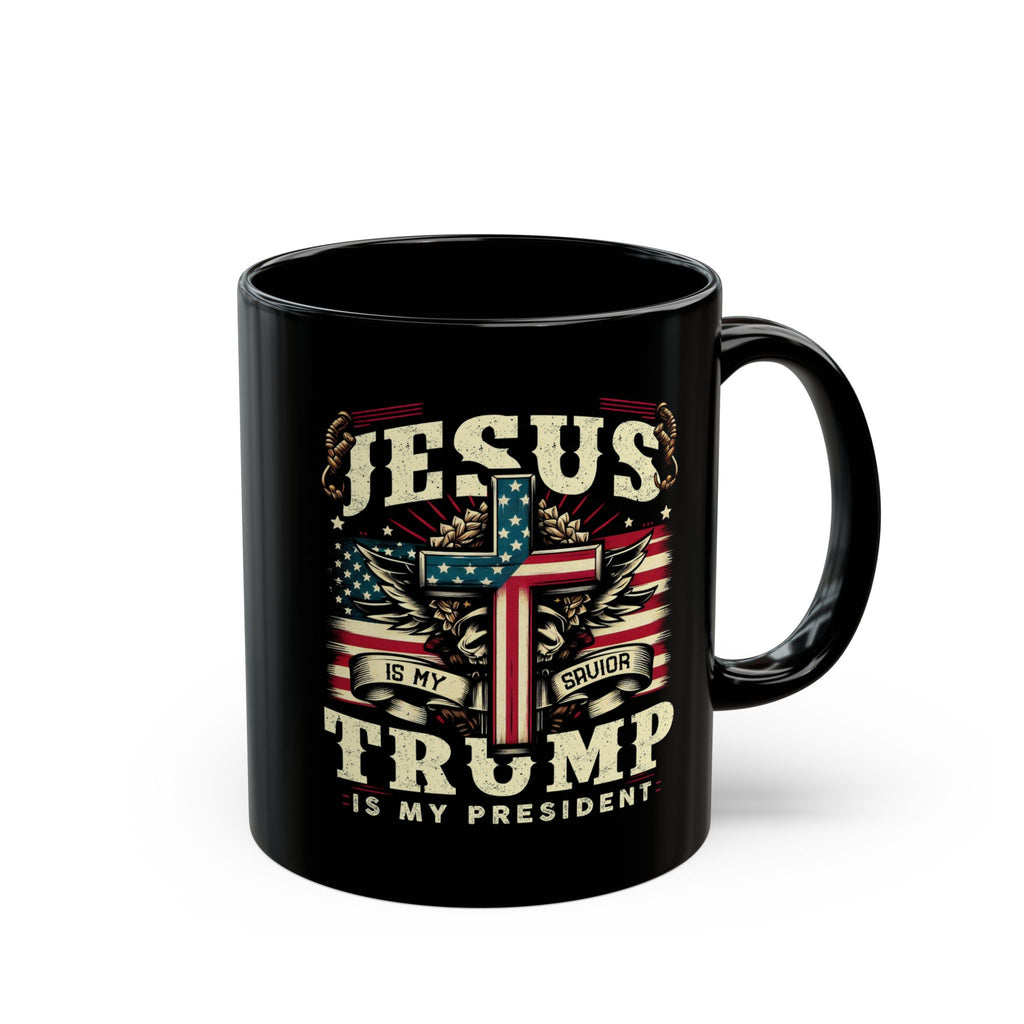 Jesus is My Savior Trump is My President Mug | Black Ceramic Coffee Cup