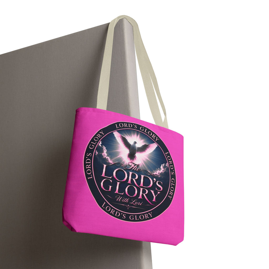 Religious Tote Bag - "The Lord's Glory with Lori" Pink All-Over-Print Christian Tote