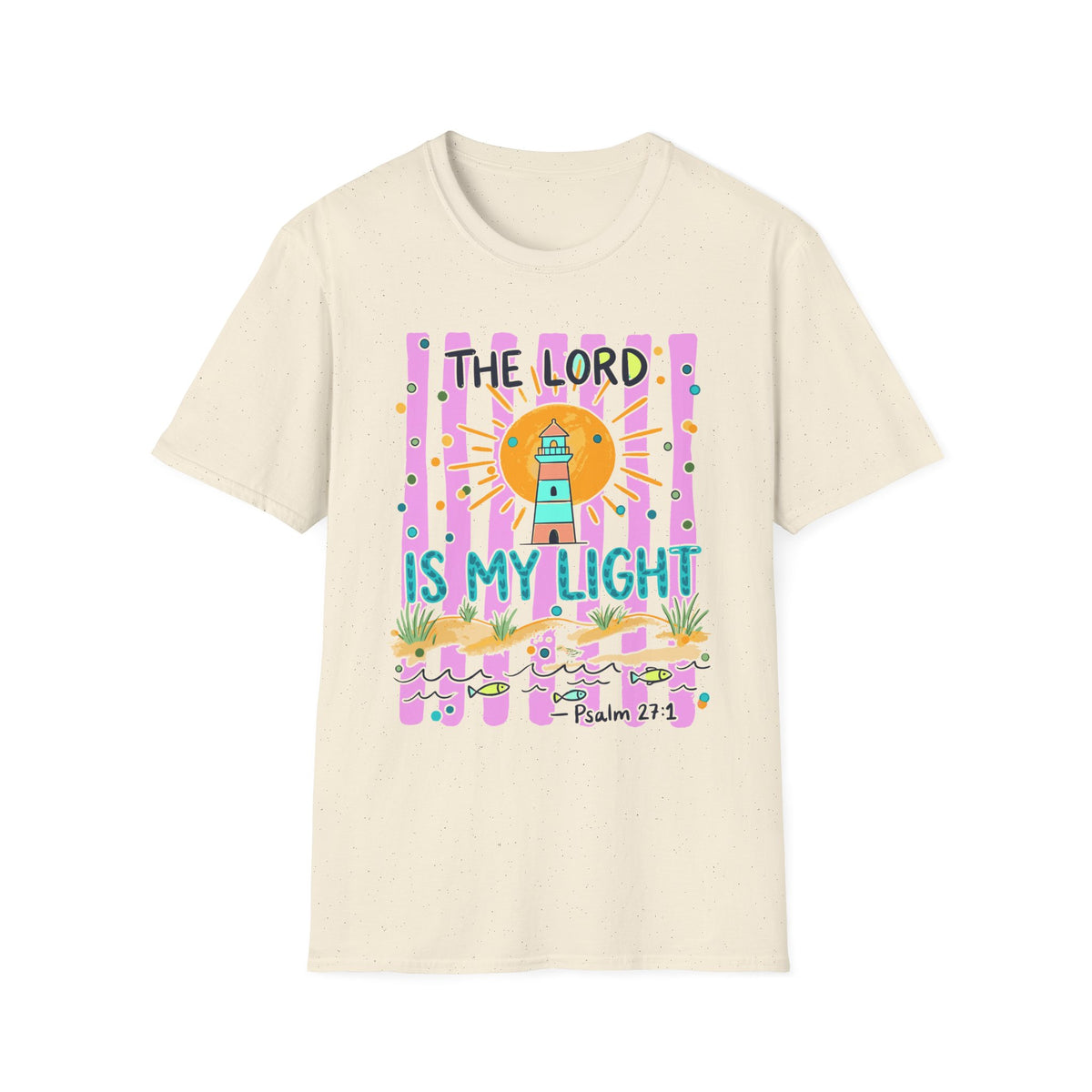 The Lord Is My Light Lighthouse Christian T-Shirt — Psalm 27:1  Inspirational Tee