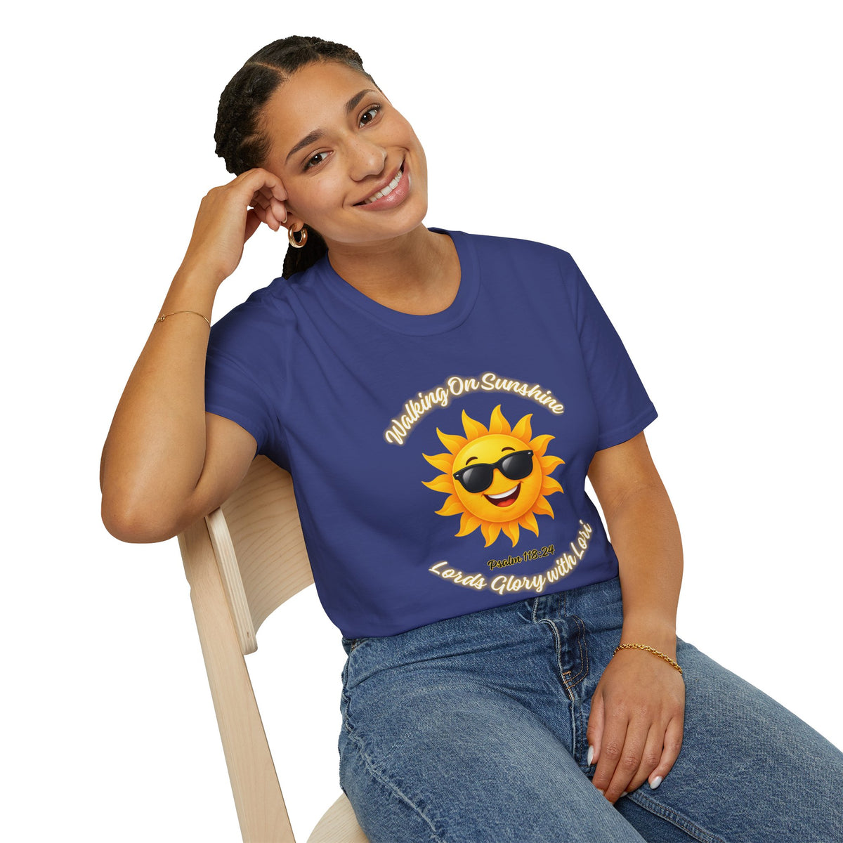 Sunshine Smiles T-Shirt — Sunglasses Sun with Psalm 118:24 Inspirational Tee