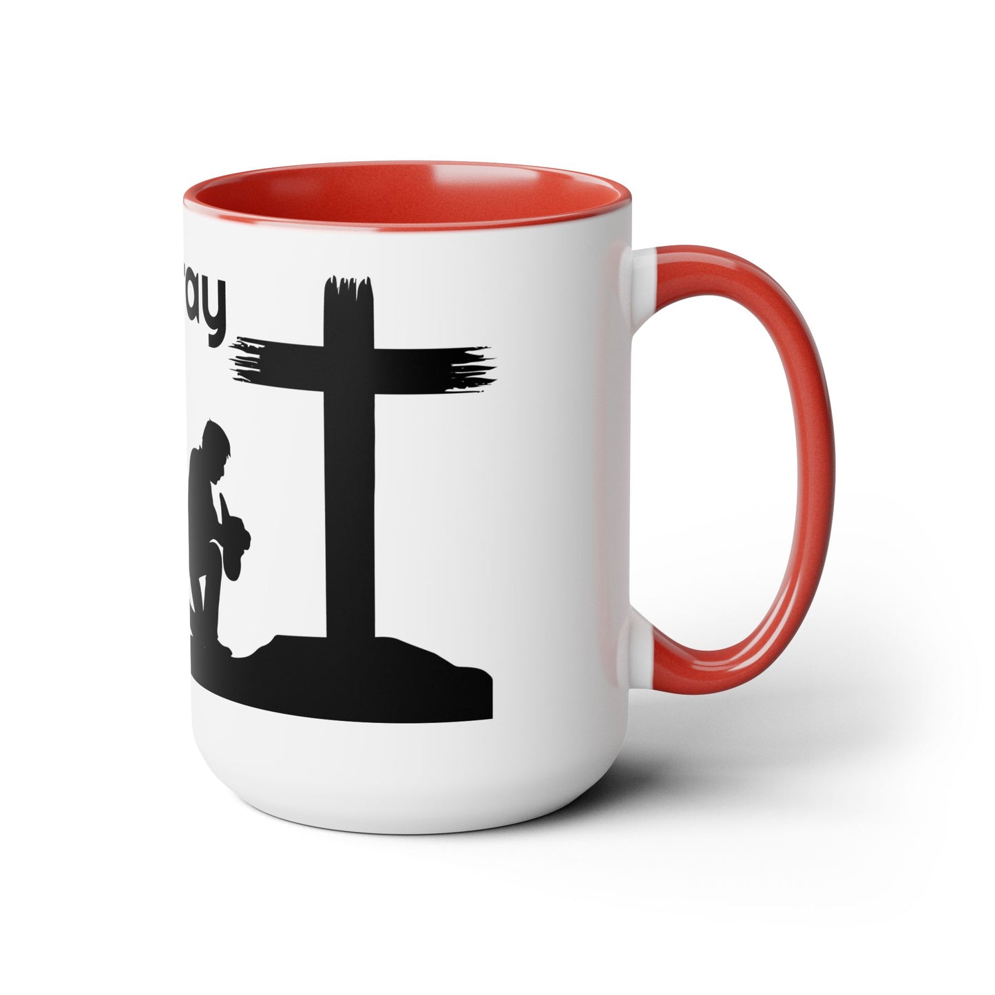 Real Men Pray! Two-Tone Coffee Mugs, 15oz