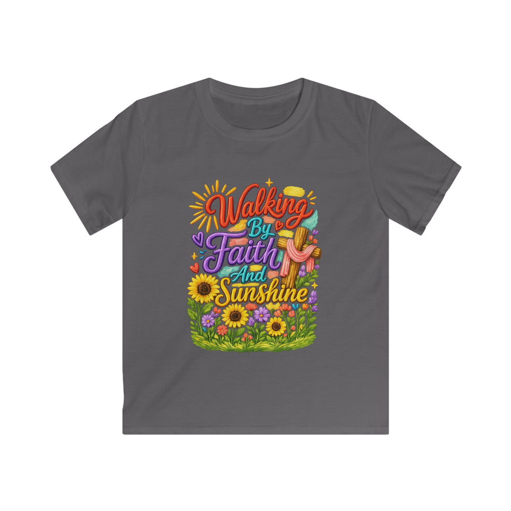 Kids T‑Shirt – "Walking by Faith and Sunshine" Colorful Floral Tee