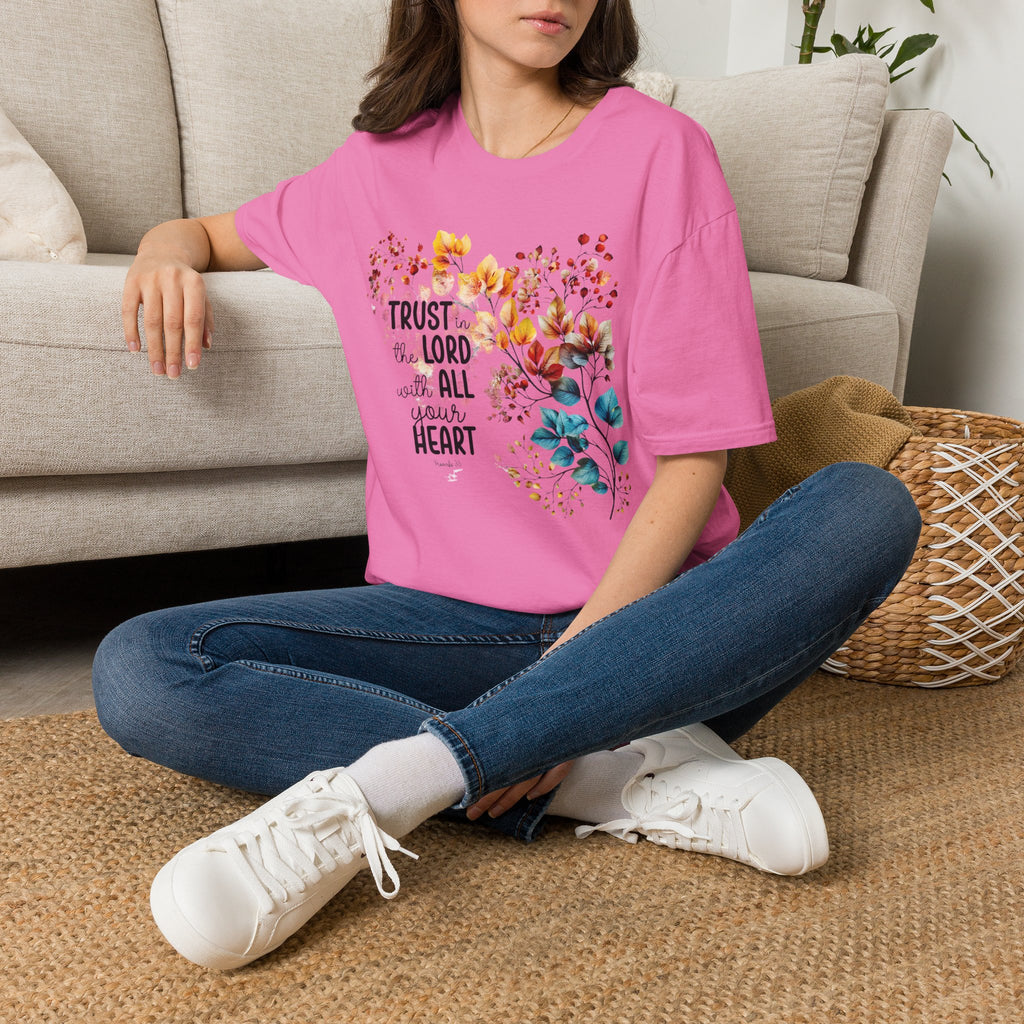 Trust the Lord with All Your Heart T-Shirt | Floral Scripture Design