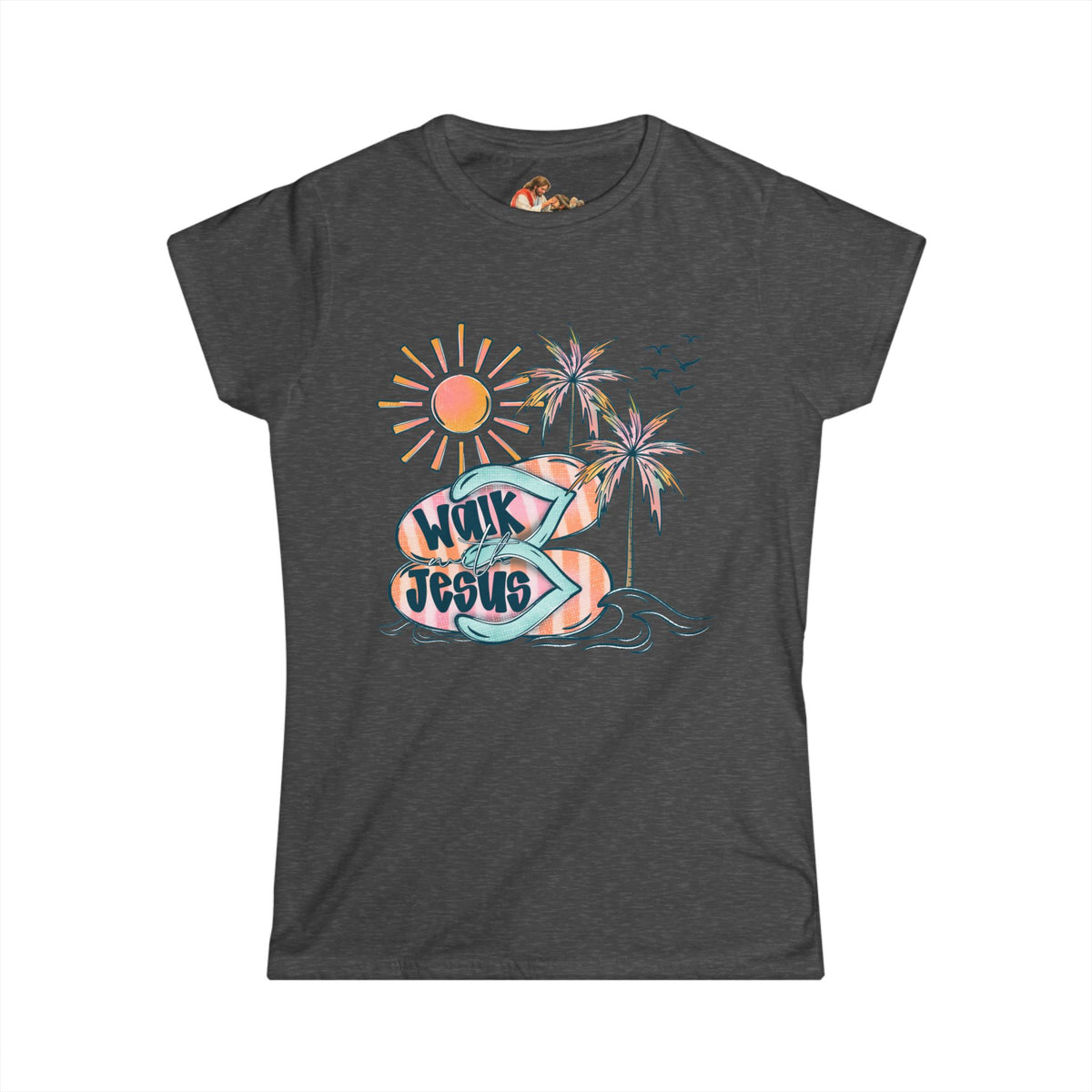 Walk By Faith surf design Tee | Palm Trees, Sun, Beach Vibes