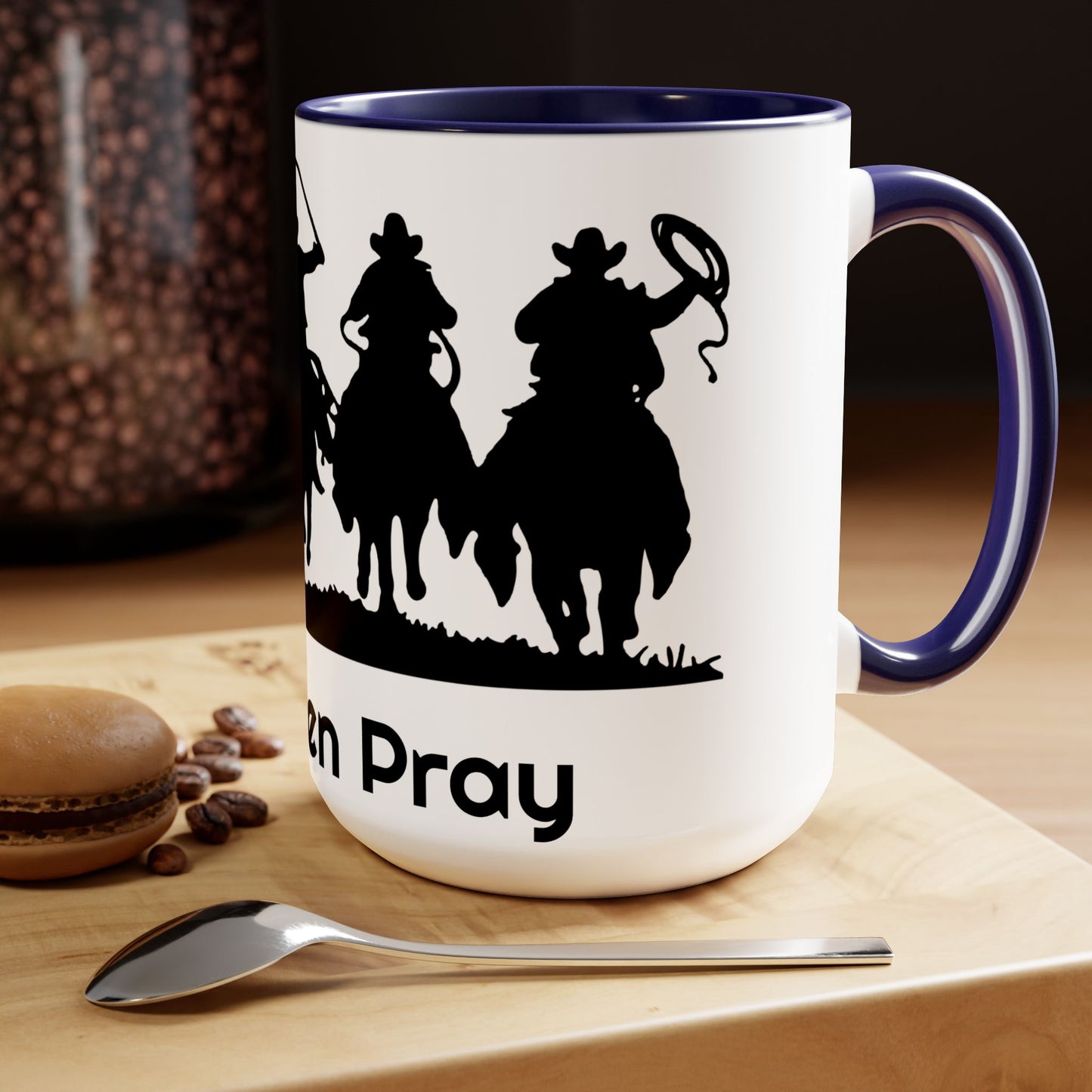 Real Men Pray - Two-Tone Coffee Mugs, Cowboys 15oz