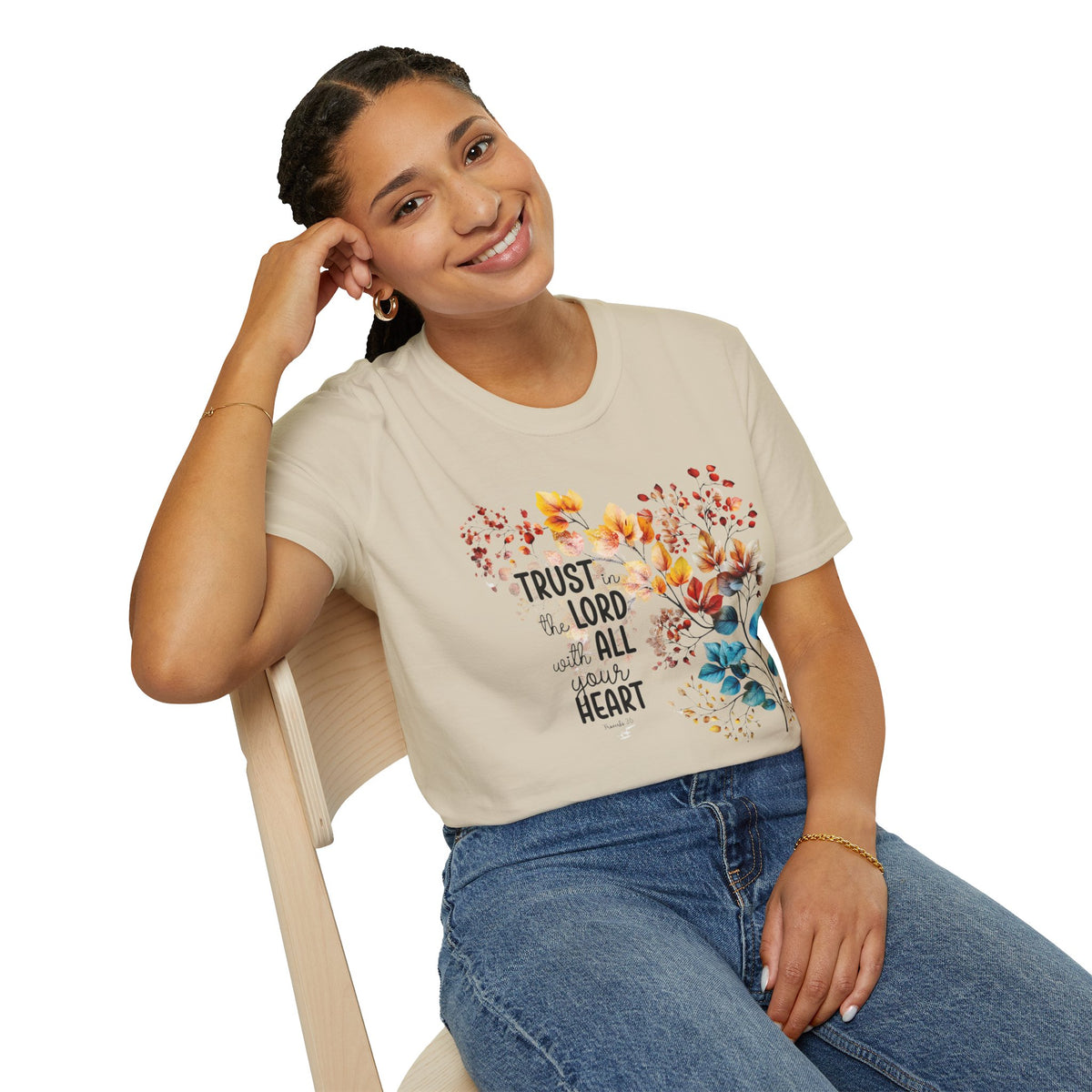 Trust the Lord with All Your Heart T-Shirt | Floral Scripture Design