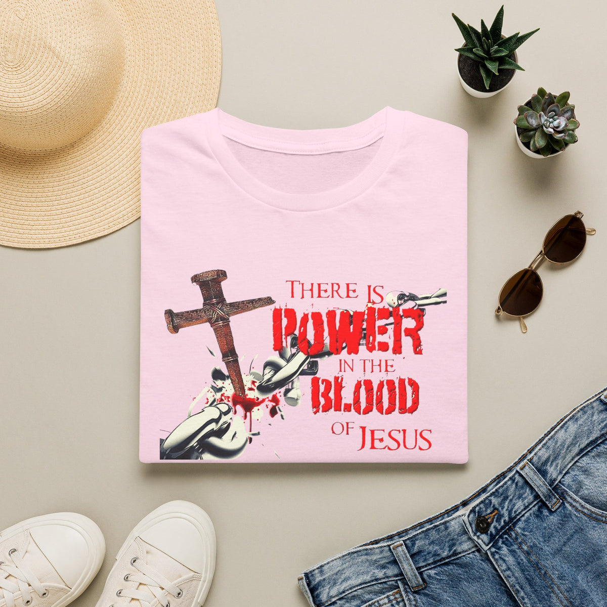 Jesus Blood Cross T-Shirt — "There Is Power In The Blood of Jesus" Christian Tee