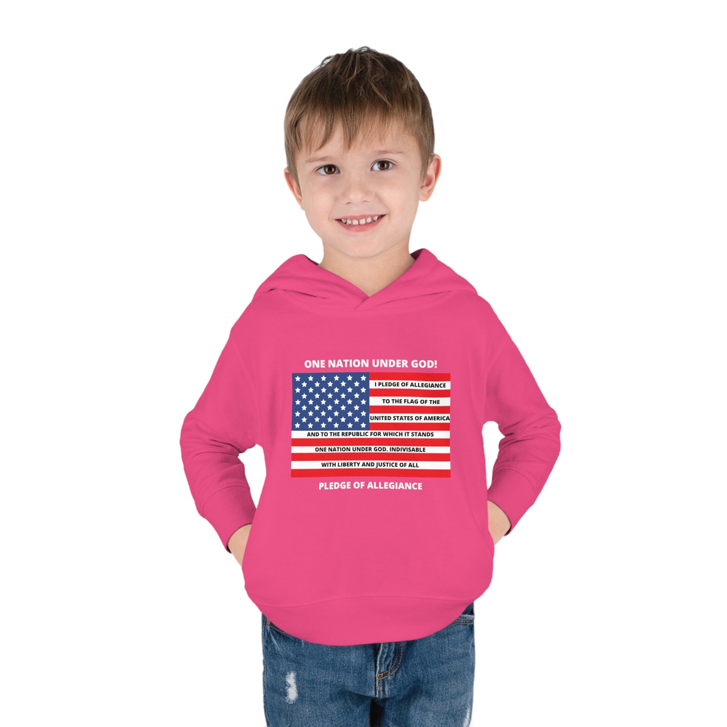 One Nation Under GOD Pledge of Allegiance Toddler Pullover Fleece Hoodie