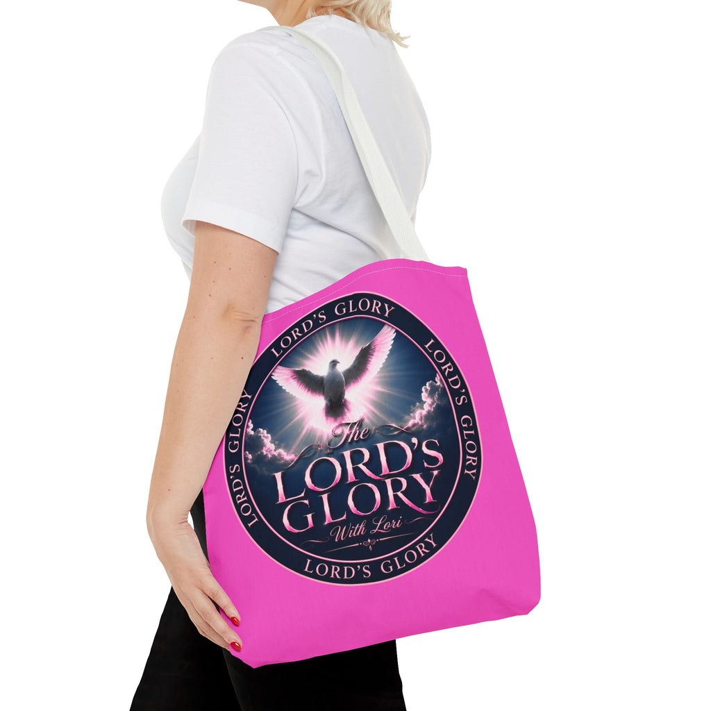 Religious Tote Bag - "The Lord's Glory with Lori" Pink All-Over-Print Christian Tote