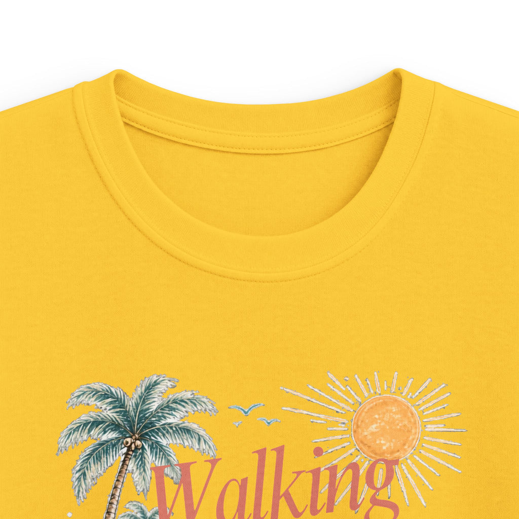 Kids Tee — "Walking in Sunshine" Floral Palm Beach Christian T‑Shirt (Psalm 118:24)