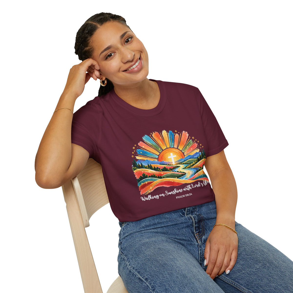 Walking On Sunshine with Lords Glory - with Lori Faith and Hope Christian Sunrise T-Shirt