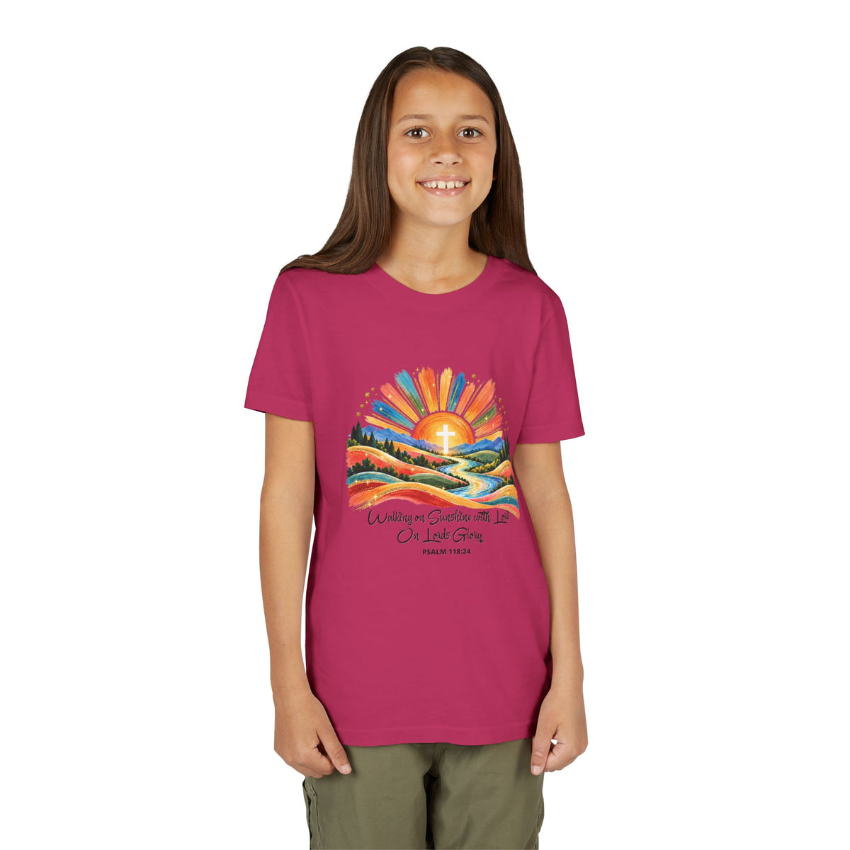 Youth Short Sleeve Tee – Walking On Sunshine with Lords Glory Design