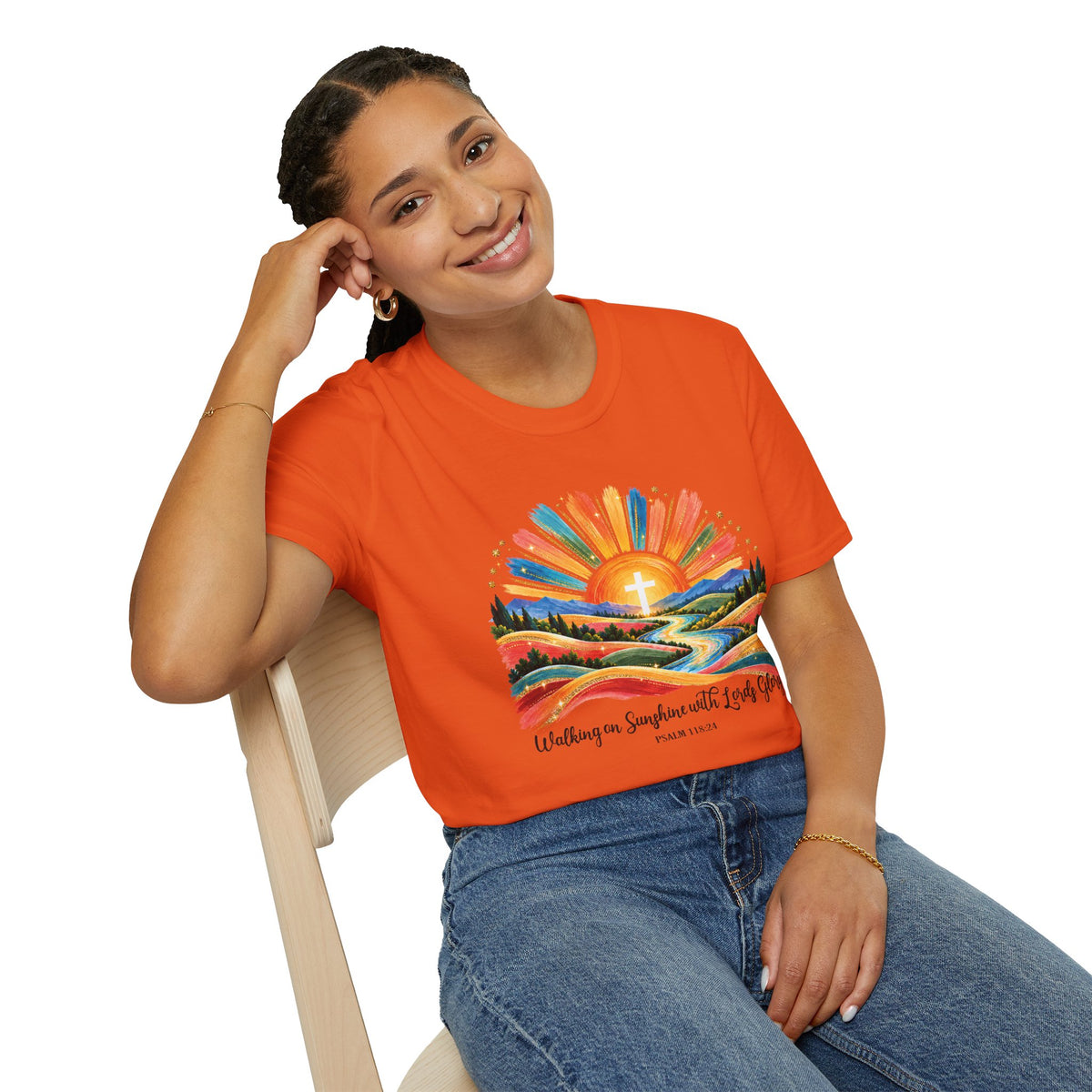 Walking On Sunshine with Lords Glory - with Lori Faith and Hope Christian Sunrise T-Shirt