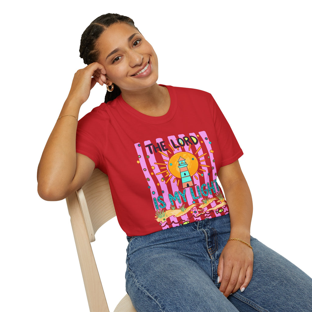 The Lord Is My Light Lighthouse Christian T-Shirt — Psalm 27:1  Inspirational Tee