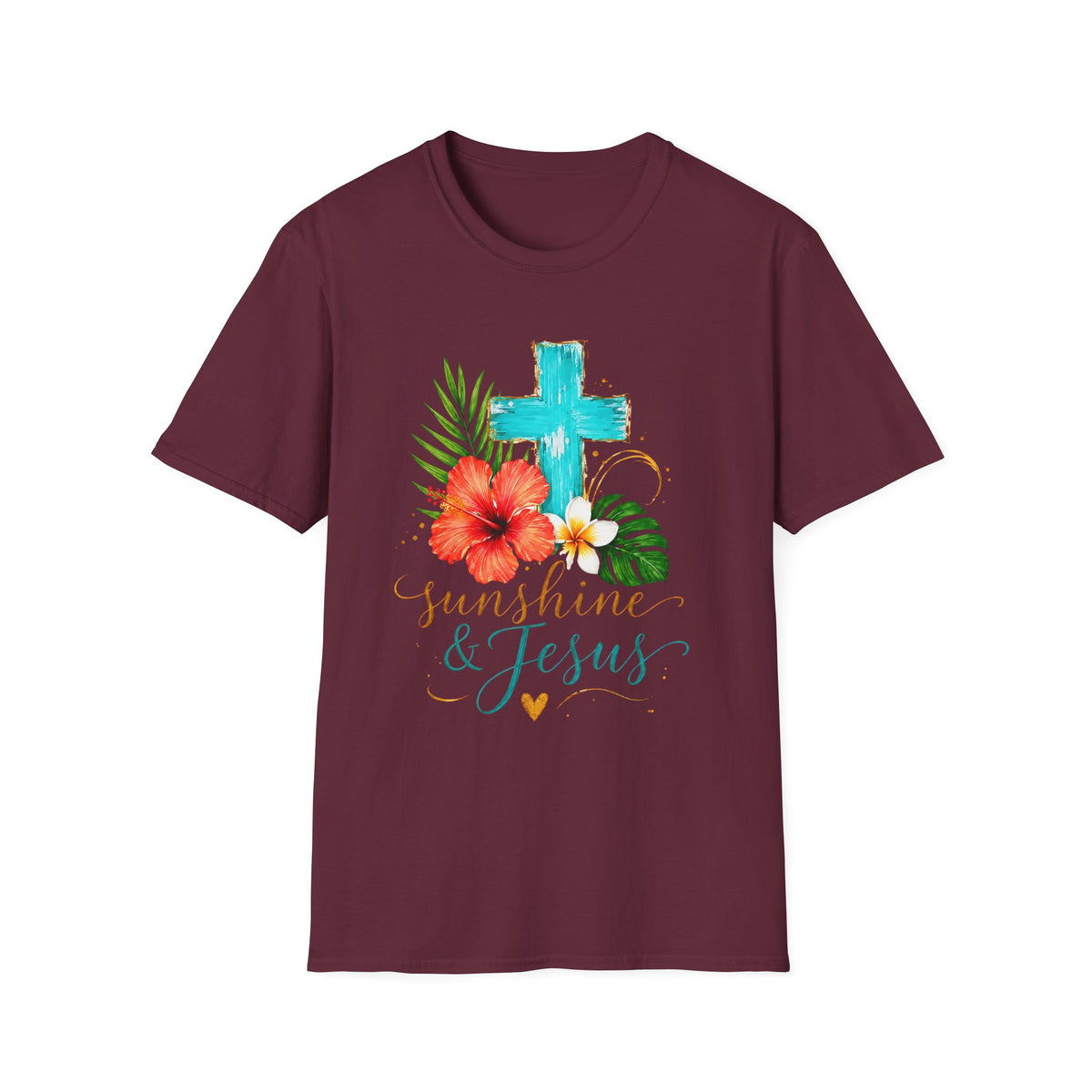 Sunshine & Jesus T-Shirt — Tropical Cross Christian Tee