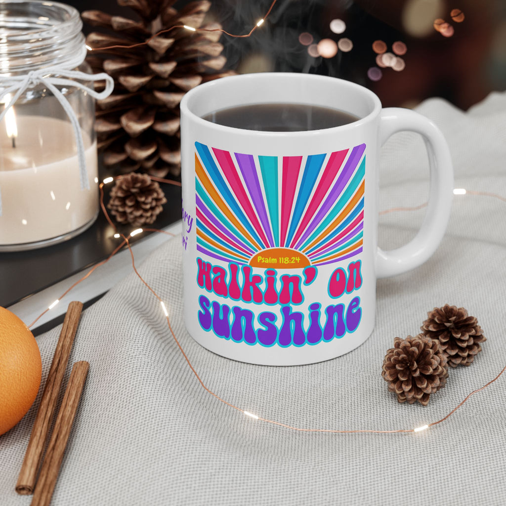 Walking on Sunshine Christian Coffee Mug — "Lord's Glory with Lori" Colorful Sunrise Faith Mug (11oz, 15oz)
