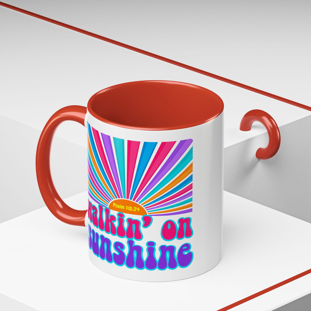 Coffee Mug — "Walkin' on Sunshine" Retro Psalm 118:24 Accent Mug