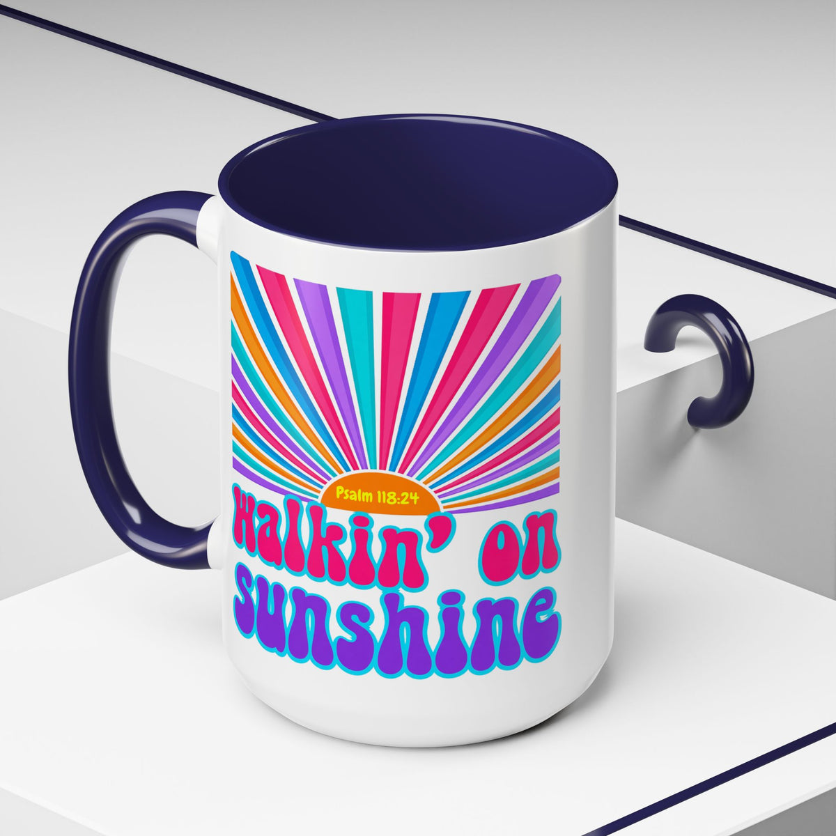 Coffee Mug — "Walkin' on Sunshine" Retro Psalm 118:24 Accent Mug