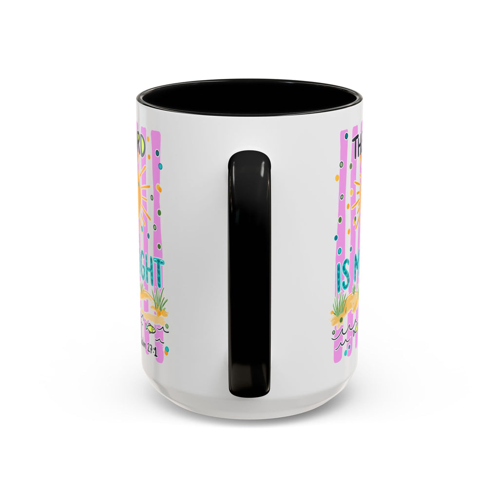 Christian Coffee Mug - "The Lord Is My Light" Lighthouse Psalm 27:1 Accent Mug