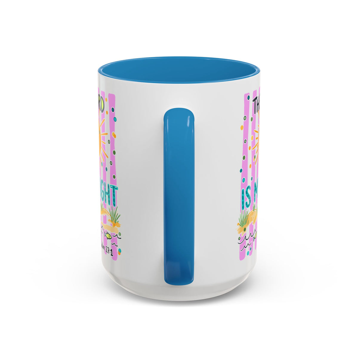 Christian Coffee Mug - "The Lord Is My Light" Lighthouse Psalm 27:1 Accent Mug