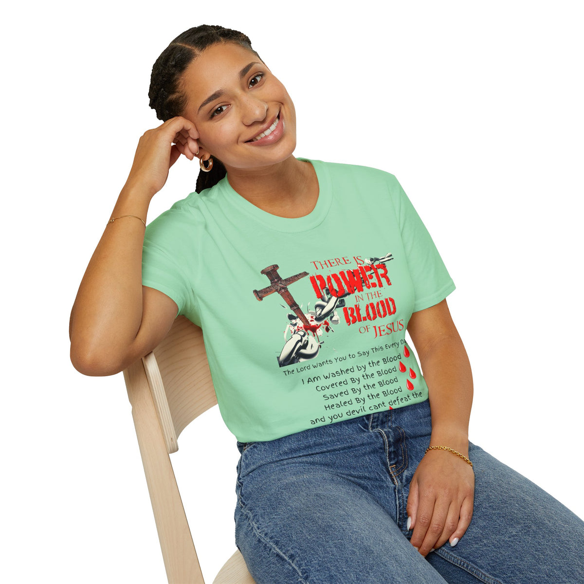 Jesus Blood Cross T-Shirt — "There Is Power In The Blood of Jesus" Christian Tee