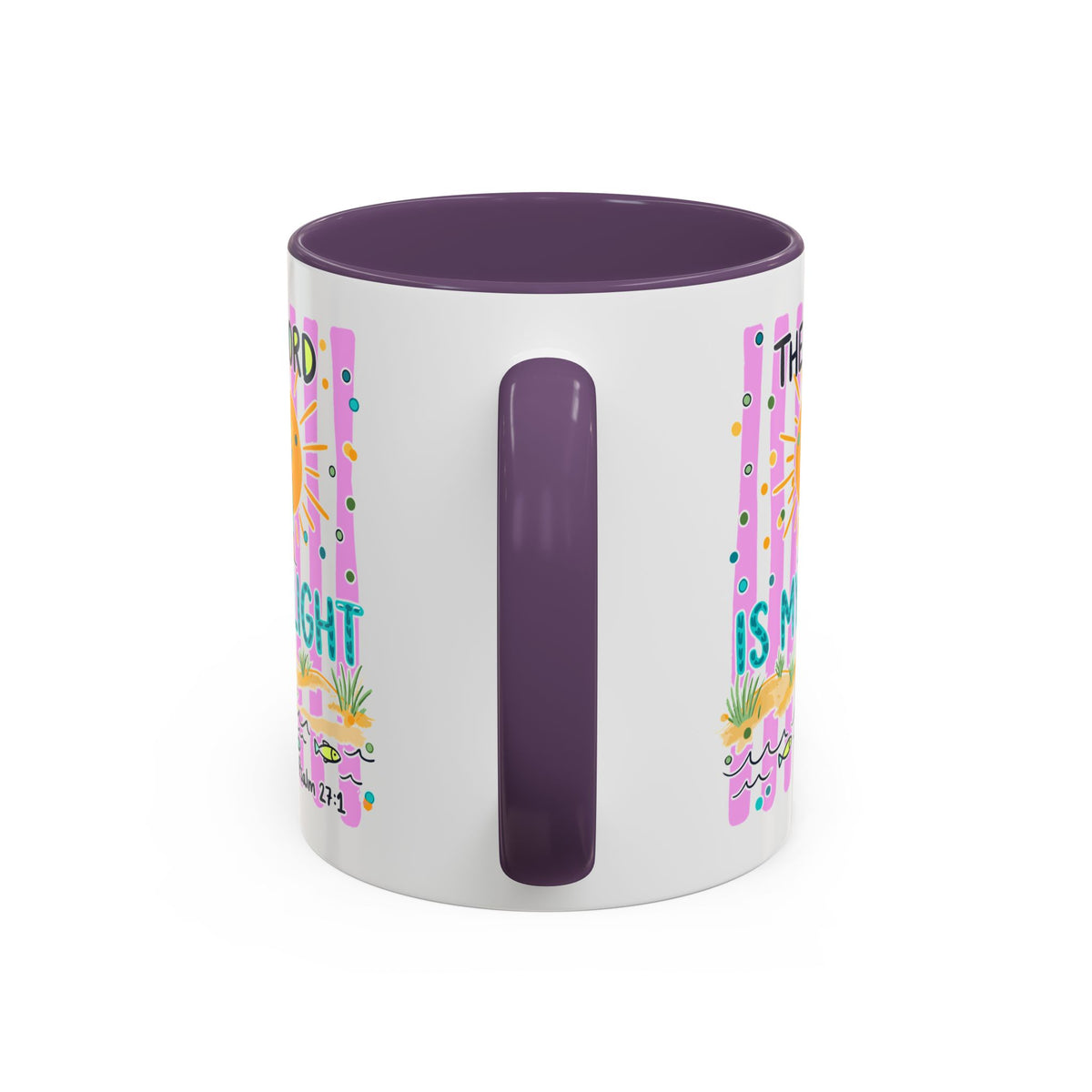Christian Coffee Mug - "The Lord Is My Light" Lighthouse Psalm 27:1 Accent Mug