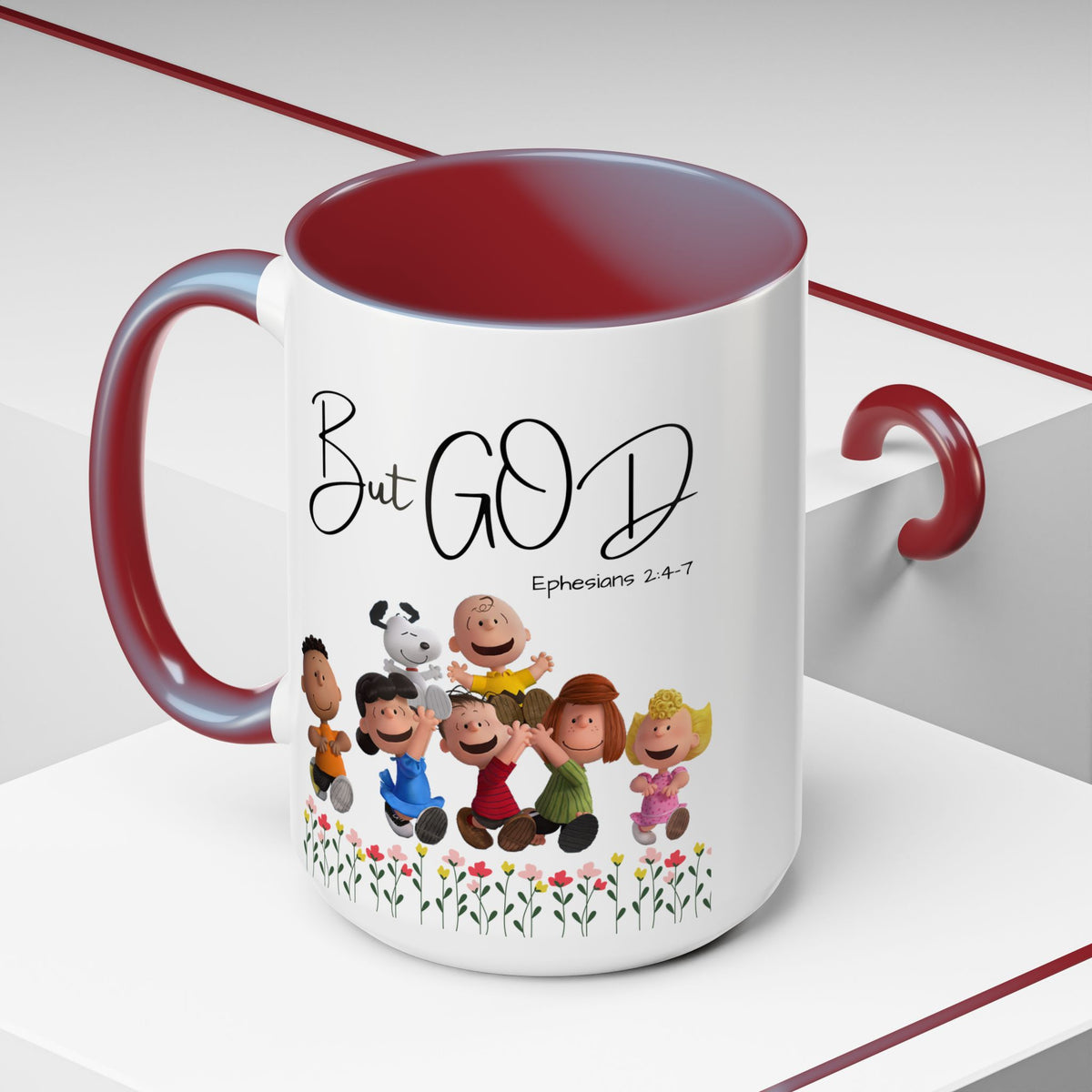But God Scripture Coffee Mug — Genesis 50:20 Inspirational Heart Accent Mug (11/15oz)