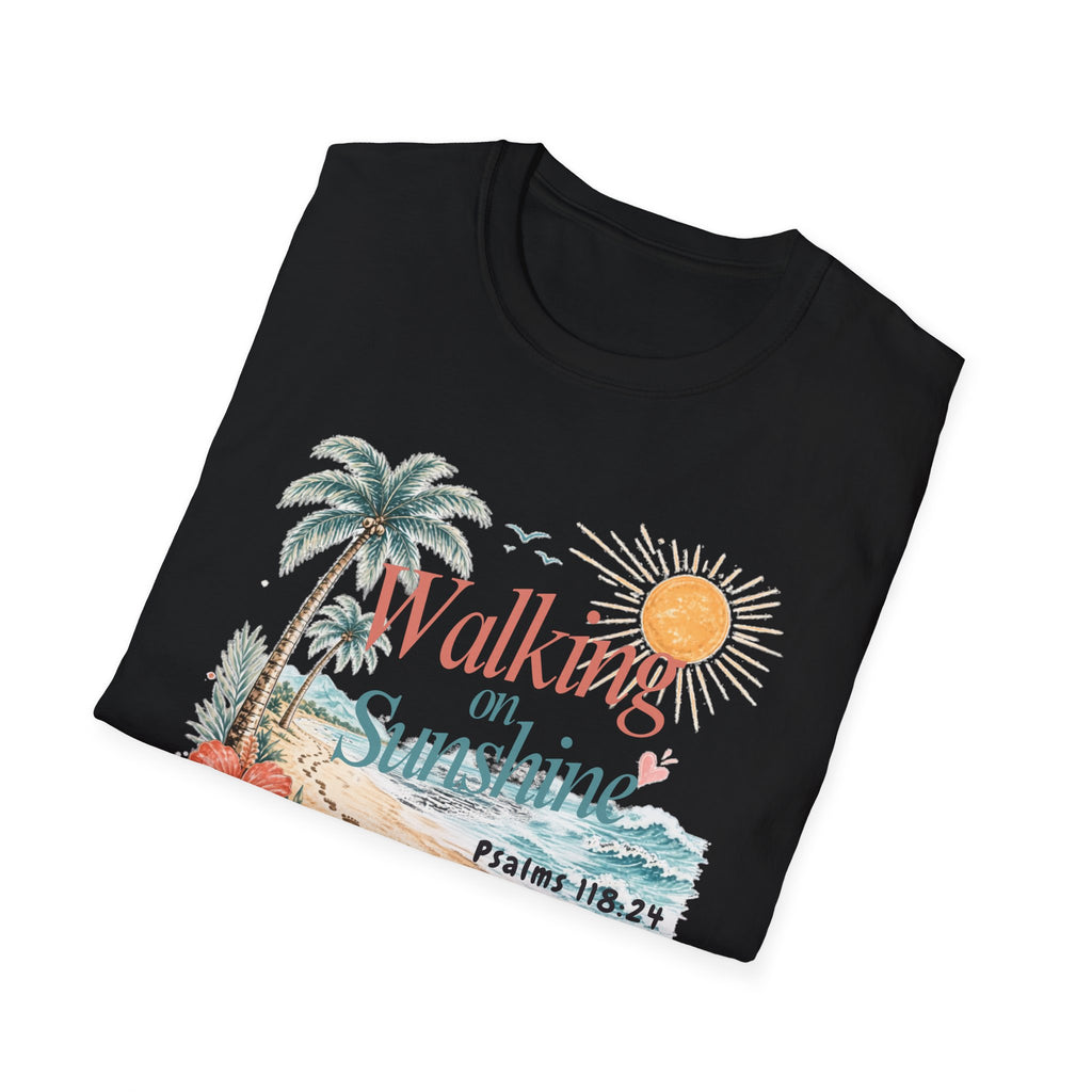 Walking on Sunshine T-Shirt — Tropical Floral Psalms 118:24 Tee