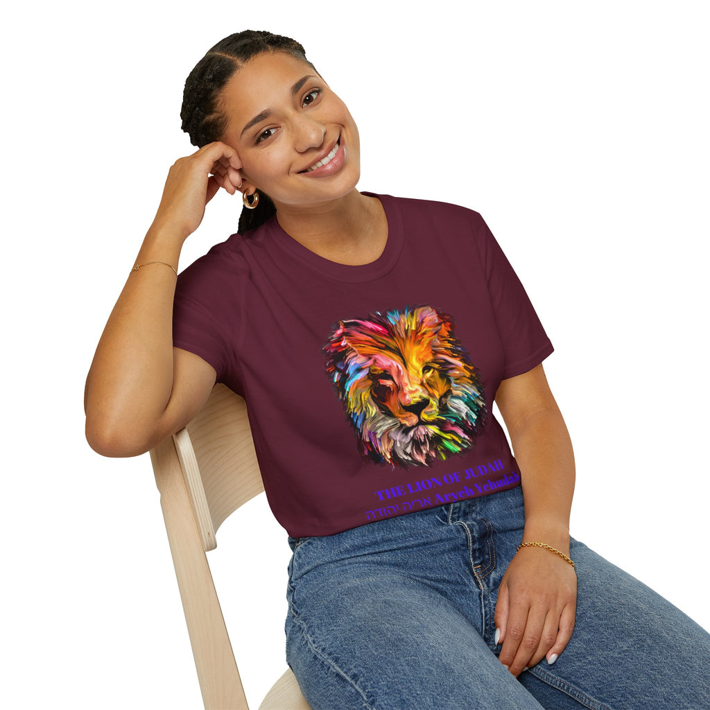 Lion of Judah Colorful Lion T-Shirt — "The Lion of Judah / Aryeh Yehudah" Graphic Tee