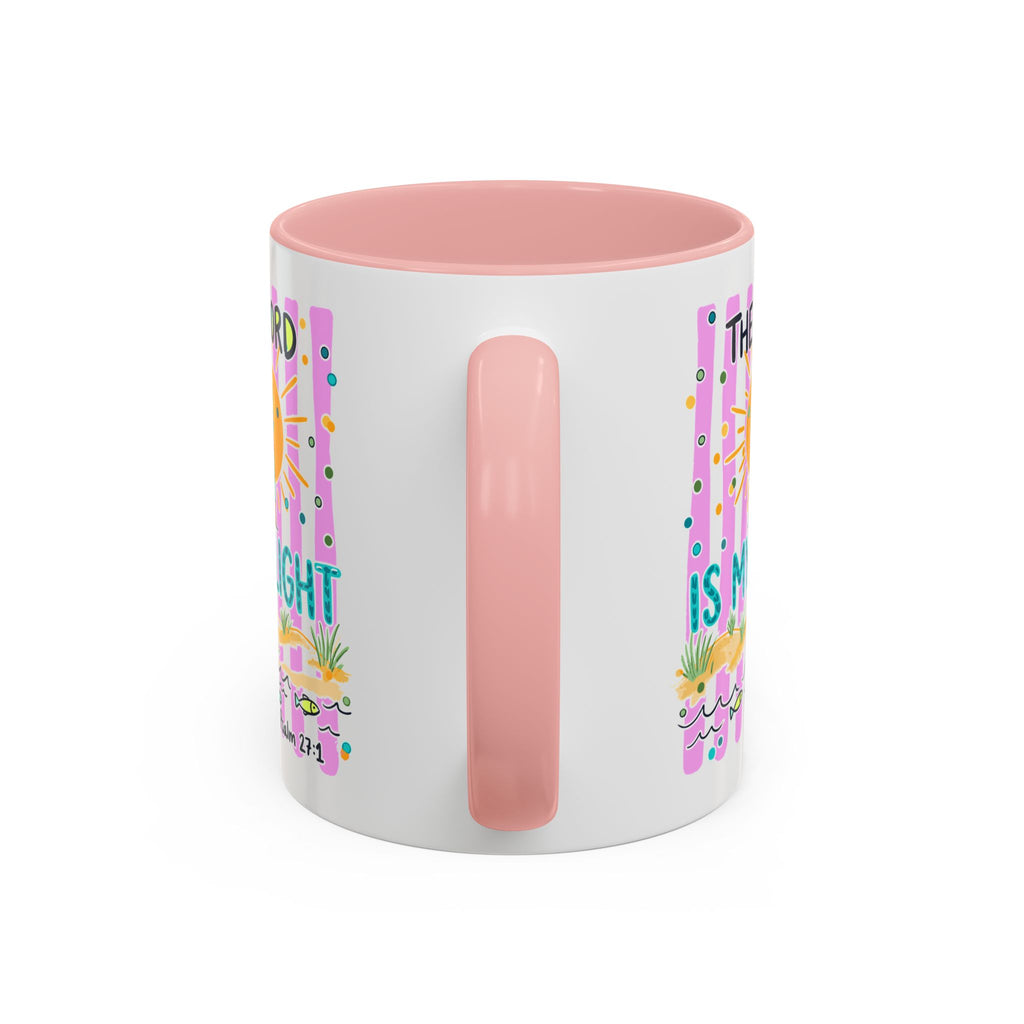 Christian Coffee Mug - "The Lord Is My Light" Lighthouse Psalm 27:1 Accent Mug
