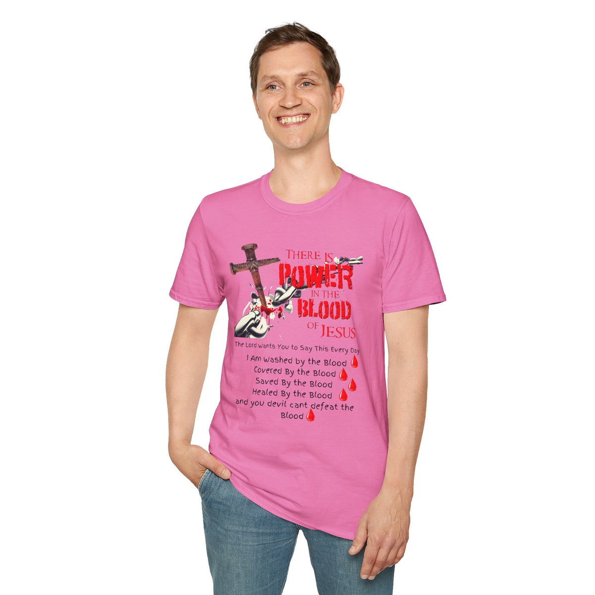 Jesus Blood Cross T-Shirt — "There Is Power In The Blood of Jesus" Christian Tee