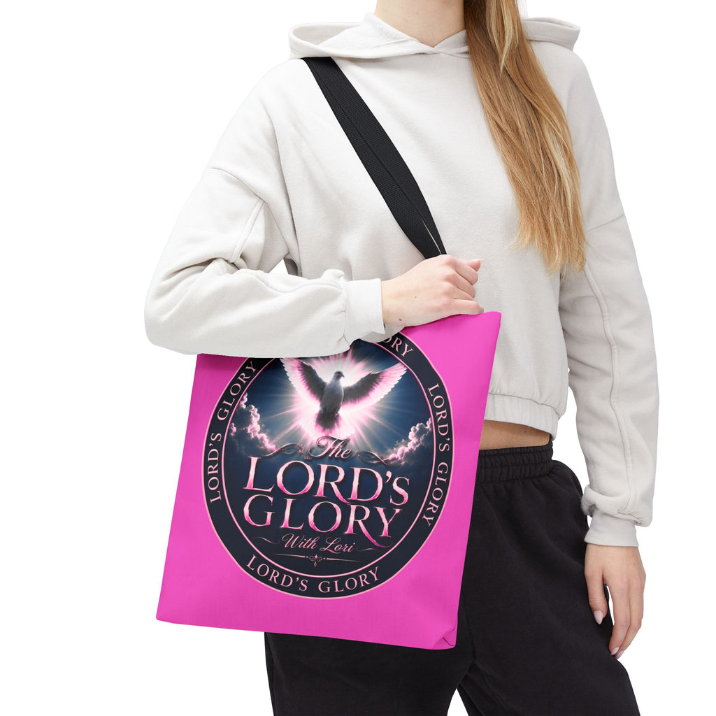 Religious Tote Bag - "The Lord's Glory with Lori" Pink All-Over-Print Christian Tote