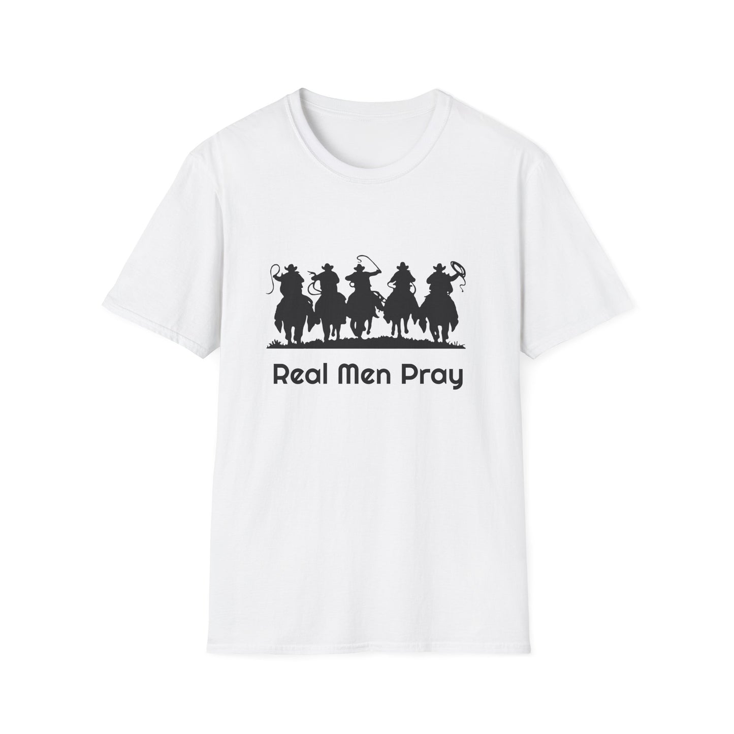 Real Men Pray - Cowboys - Unisex Softstyle T-Shirt