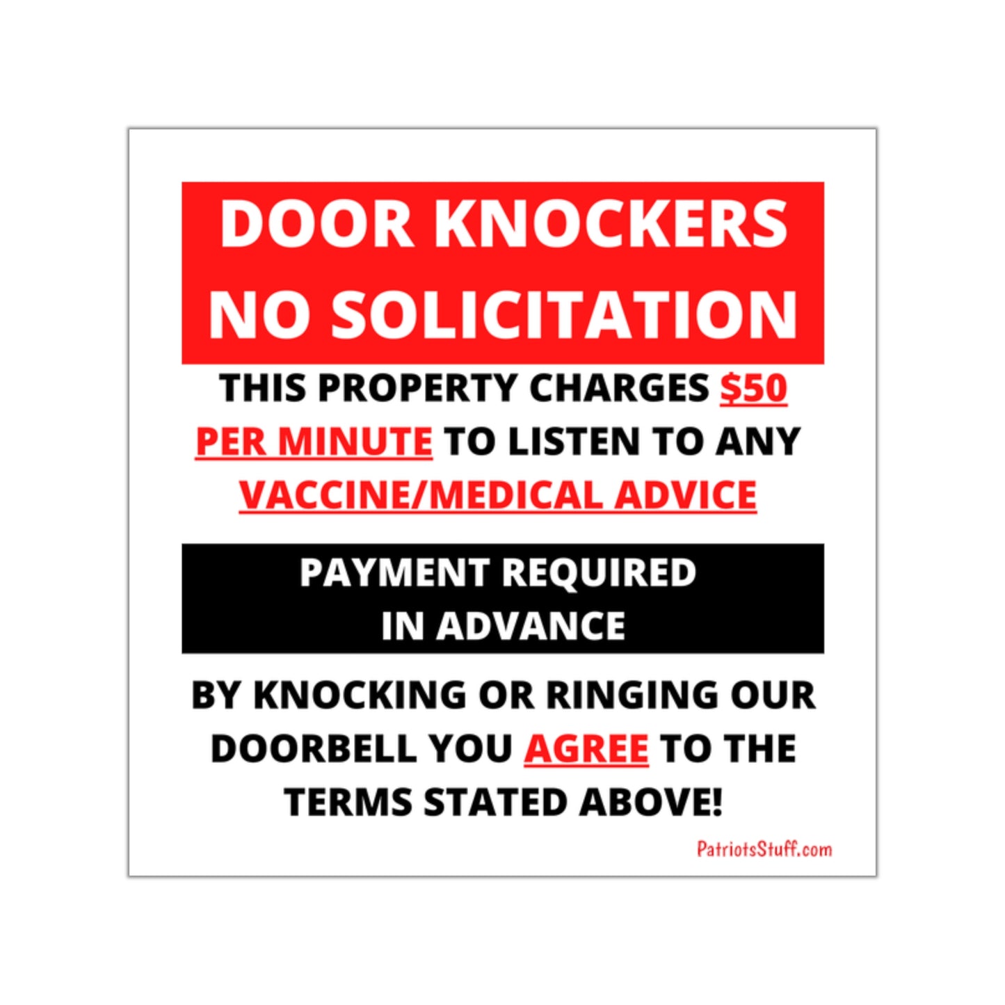 DOOR KNOCKERS BEWARE - Square Vinyl Stickers (Exterior Use)