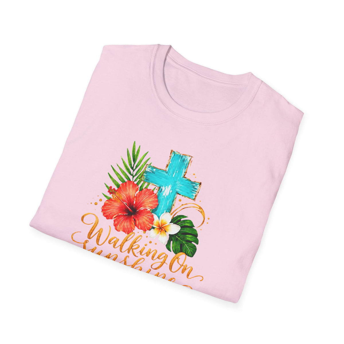 Walking on Sunshine & Jesus Floral Cross T-Shirt