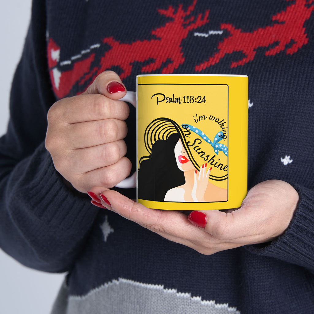 Lords Glory Psalm 118:24 Sunshine Ceramic Mug – Inspirational ‘Walking on Sunshine’ Design (11oz, 15oz)