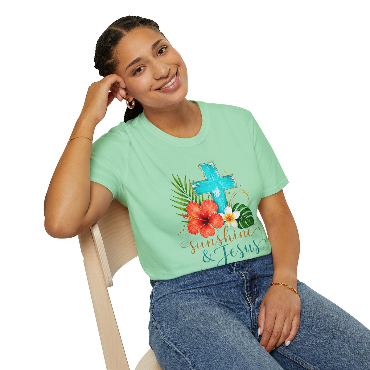 Sunshine & Jesus T-Shirt — Tropical Cross Christian Tee