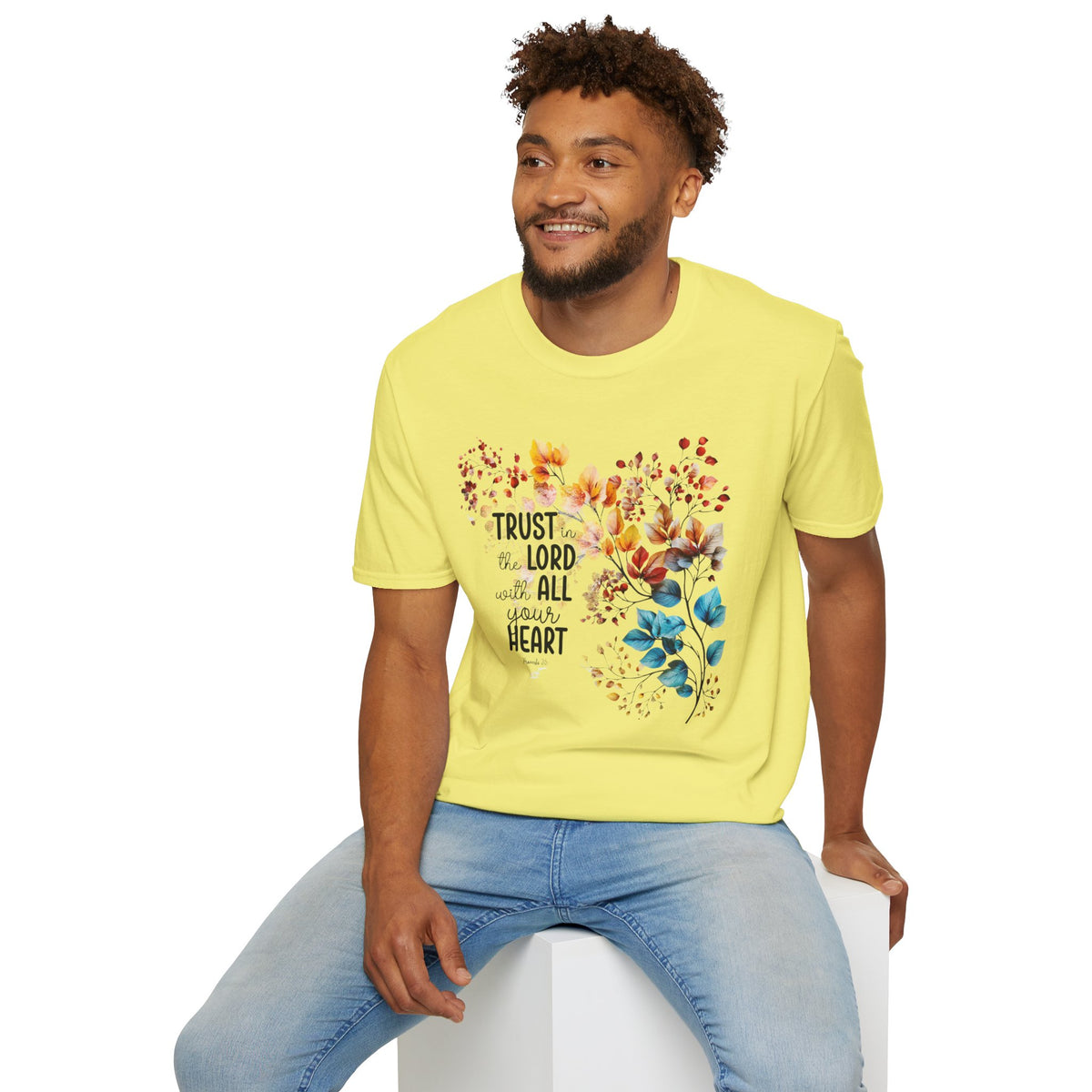 Trust the Lord with All Your Heart T-Shirt | Floral Scripture Design