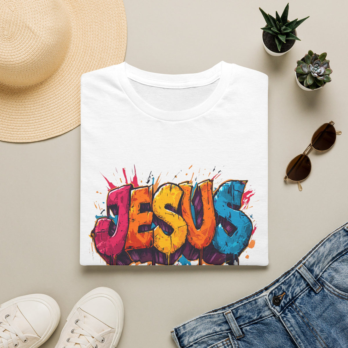 JESUS  Splash T-Shirt | Colorful Street Art Christian Tee