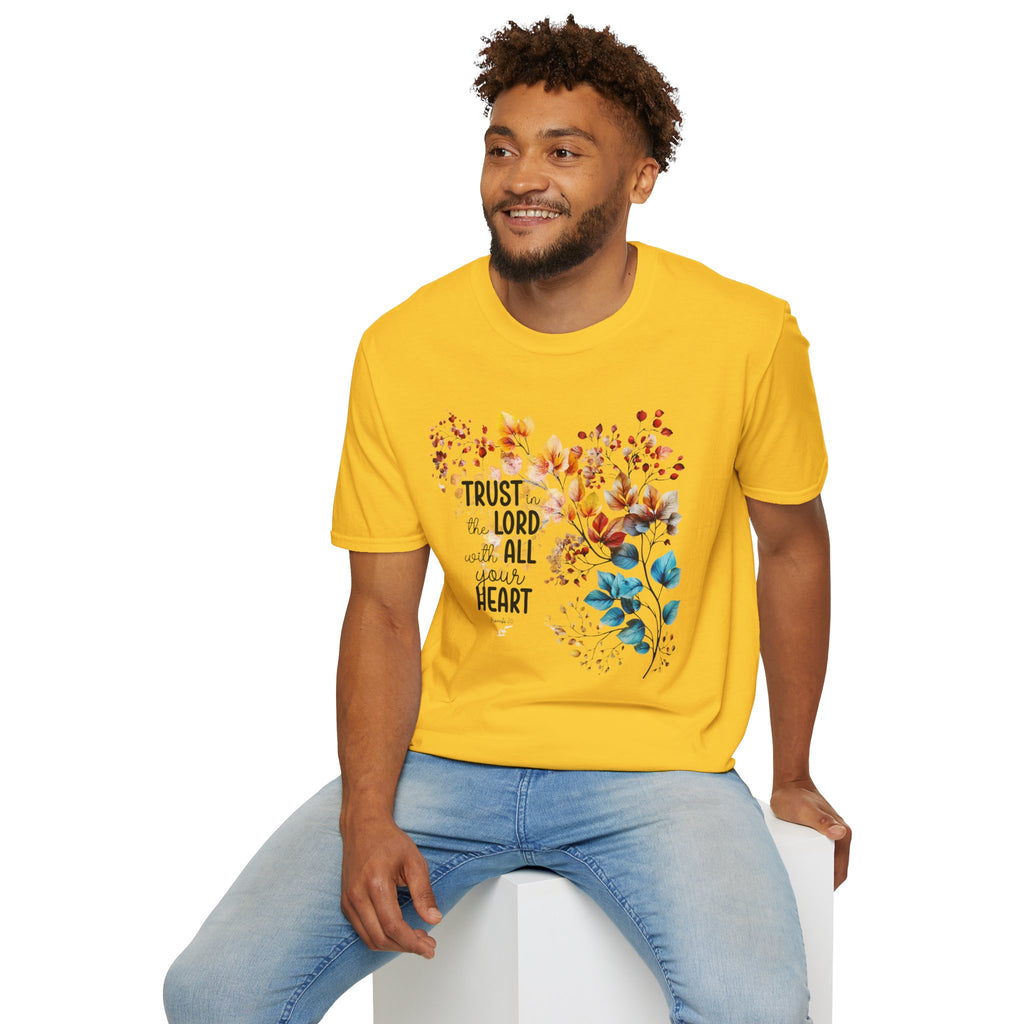 Trust the Lord with All Your Heart T-Shirt | Floral Scripture Design