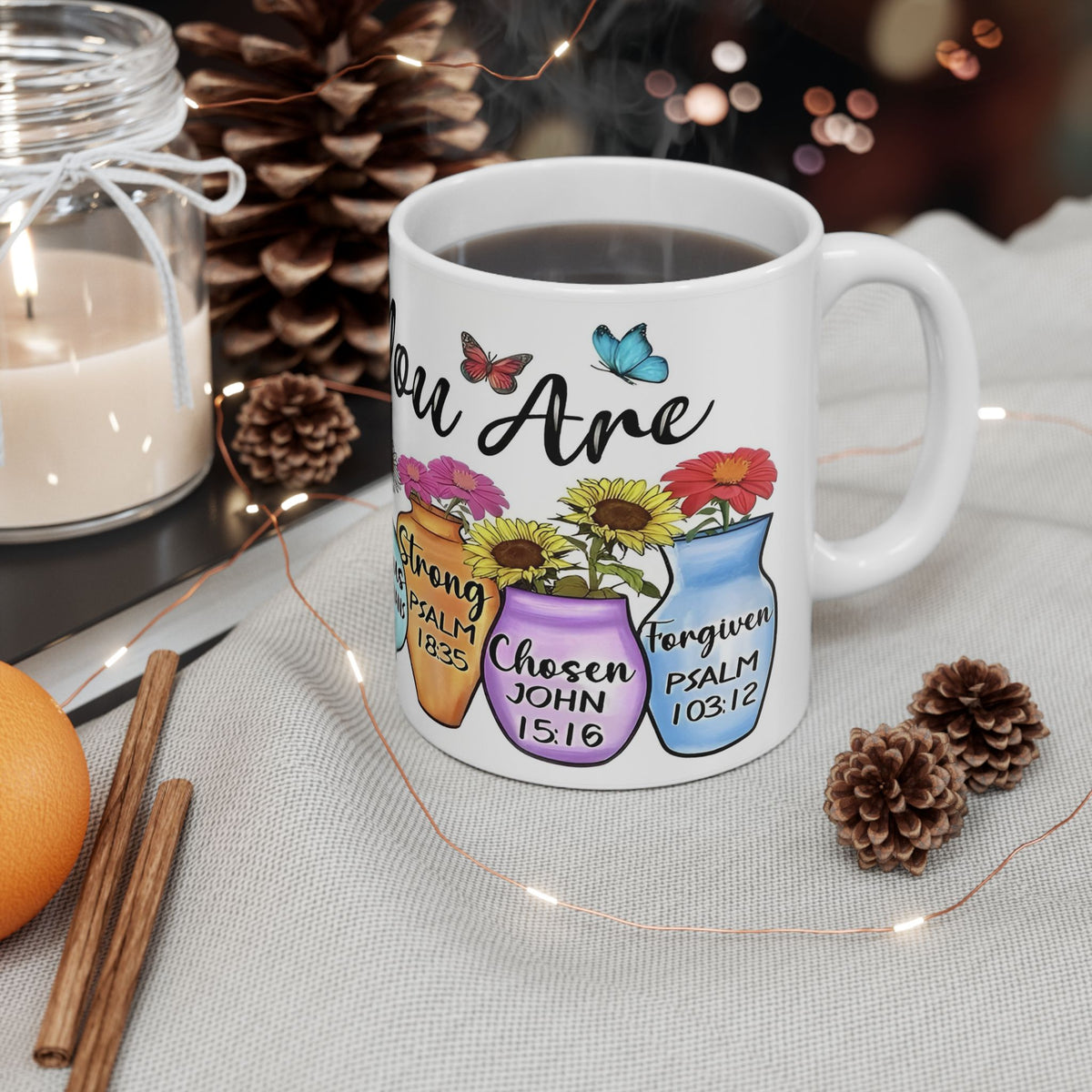 GOD Says You Are - Love Me Floral Bible Verse Ceramic Mug