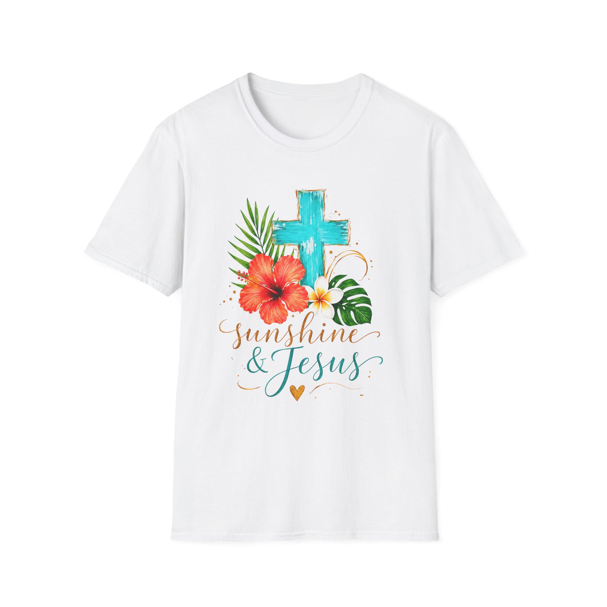 Sunshine & Jesus T-Shirt — Tropical Cross Christian Tee