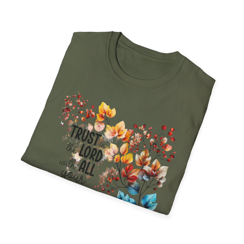 Trust the Lord with All Your Heart T-Shirt | Floral Scripture Design