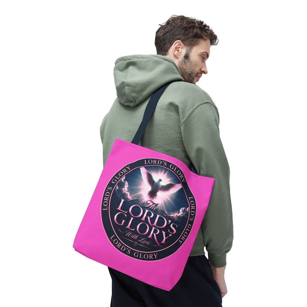 Religious Tote Bag - "The Lord's Glory with Lori" Pink All-Over-Print Christian Tote