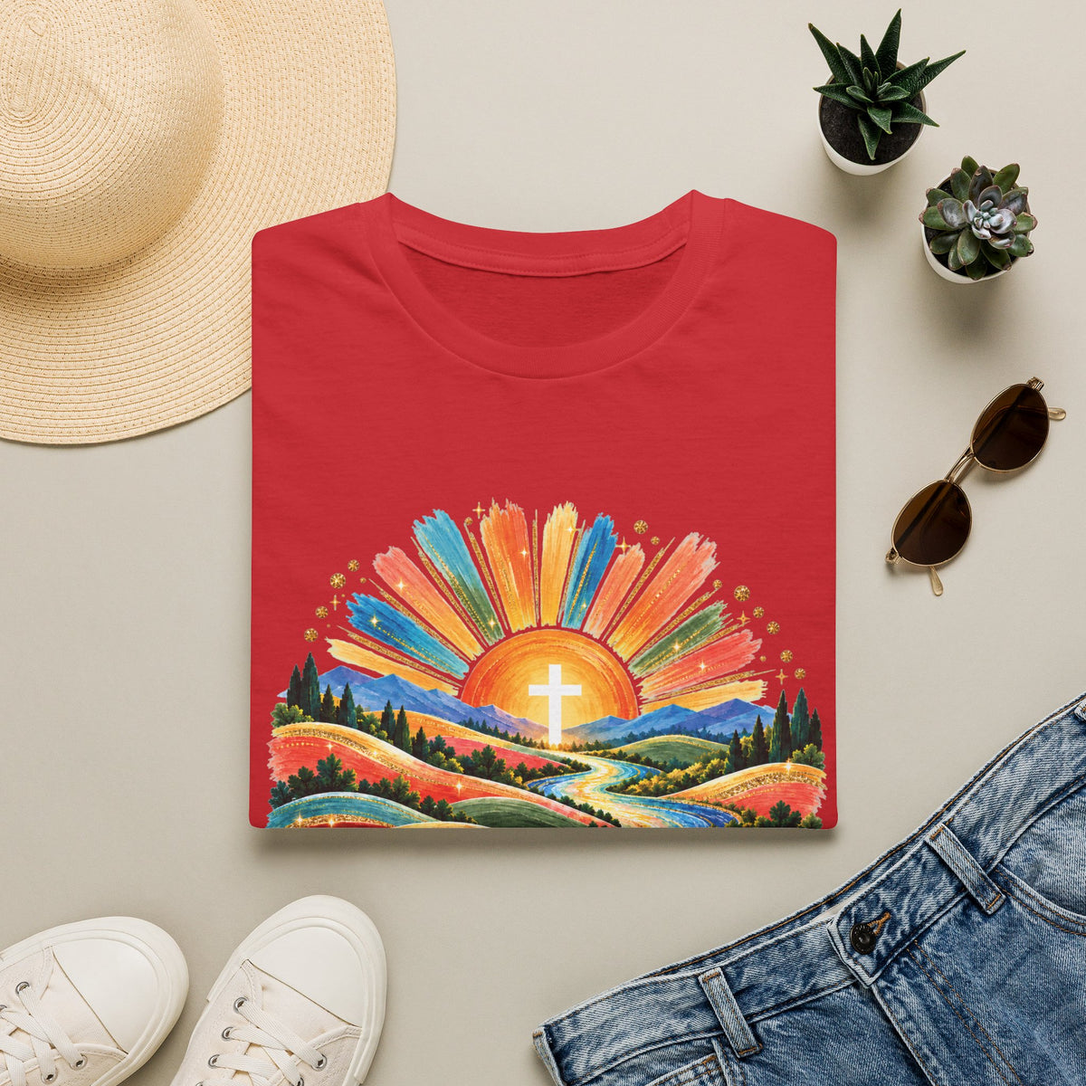 Walking On Sunshine with Lords Glory - with Lori Faith and Hope Christian Sunrise T-Shirt